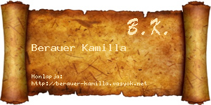 Berauer Kamilla névjegykártya